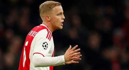 Tottenham eye Ajax midfielder Donny van de Beek as replacement for Christian Eriksen